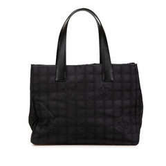 シャネル ニュートラベルライントートMM トートバッグ A15991 ブラック ナイロン レザー レディース CHANEL 【中古】