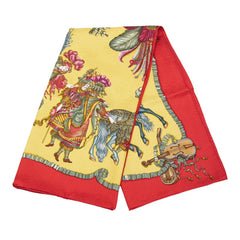 エルメス カレ90 LES FÊTES DU ROI SOLEIL 太陽王の祝典 スカーフ レッド イエロー マルチカラー シルク レディース HERMES 中古