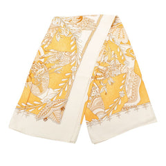 エルメス カレ90 les chants du henne ヘンナの歌 スカーフ ベージュ マルチカラー シルク レディース HERMES 【中古】