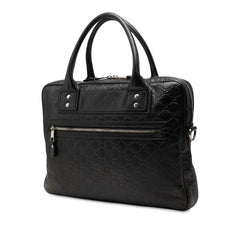 グッチ グッチシマ ブリーフケース ビジネスバッグ 328937 ブラック ネイビー レザー メンズ GUCCI 中古