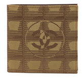 シャネル ニュートラベルライン ココマーク 二つ折り財布 カーキ ナイロン レザー レディース CHANEL 【中古】