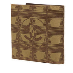 シャネル ニュートラベルライン ココマーク 二つ折り財布 カーキ ナイロン レザー レディース CHANEL 【中古】