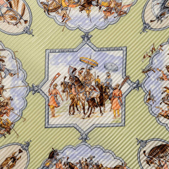 エルメス プリーツカレ LES CHEVAUX DES MOGHOLS ムガル王朝の馬 スカーフ グリーン マルチカラー シルク レディース HERMES 中古