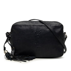 サンローラン ルー 斜め掛け ショルダーバッグ タッセル カメラバッグ 470299 ネイビー レザー レディース SAINT LAURENT 中古