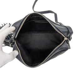 サンローラン ルー 斜め掛け ショルダーバッグ タッセル カメラバッグ 470299 ネイビー レザー レディース SAINT LAURENT 中古