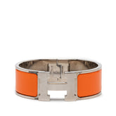 エルメス クリッククラックH PM ブレスレット バングル シルバー オレンジ メタル エナメル レディース HERMES 【中古】