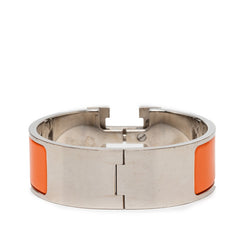 エルメス クリッククラックH PM ブレスレット バングル シルバー オレンジ メタル エナメル レディース HERMES 【中古】