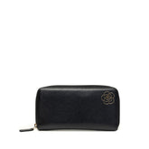 シャネル カメリア ココマーク ラウンドファスナー 長財布 A46506 ブラック ゴールド レザー レディース CHANEL 中古