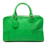 ロエベ アナグラム アマソナ36 ハンドバッグ グリーン レザー レディース LOEWE 【中古】