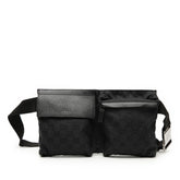 グッチ GGキャンバス ウエストバッグ 28566 ブラック キャンバス レザー レディース GUCCI 【中古】