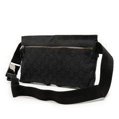グッチ GGキャンバス ウエストバッグ 28566 ブラック キャンバス レザー レディース GUCCI 【中古】