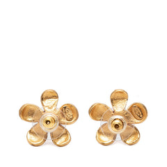 シャネル ココマーク フラワーモチーフ スタッドピアス 03P刻印 ゴールド レッド メッキ レジン レディース CHANEL 【中古】