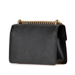 プラダ 三角ロゴプレート チェーン ショルダーバッグ ブラック サフィアーノレザー レディース PRADA 【中古】