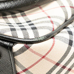 バーバリー ノバチェック ハンドバッグ ベージュ ブラック レッド キャンバス レザー レディース BURBERRY 中古