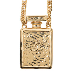 シャネル ココマーク パフュームボトル モチーフ ネックレス ゴールド ブラック メッキ レディース CHANEL 【中古】