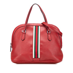 グッチ ウェビングライン ハンドバッグ ショルダーバッグ2WAY 420023 レッド レザー レディース GUCCI 【中古】