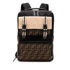 フェンディ ズッカ リュック バックパック 7VZ047 ブラック ブラウン ナイロン レザー メンズ FENDI 【中古】