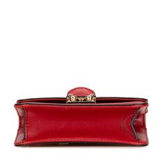 ヴァレンティノ ロックスタッズ チェーン 斜め掛け ショルダーバッグ レッド レザー レディース VALENTINO 【中古】