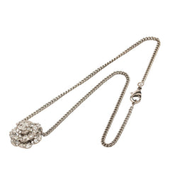 シャネル カメリア ココマーク ネックレス シルバー メタル ラインストーン レディース CHANEL 【中古】