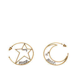 ディオール J'ADIOR ムーン&スター フープピアス ゴールド シルバー メッキ メタル レディース Dior 【中古】