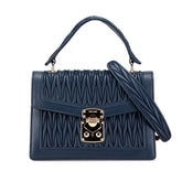 ミュウミュウ マテラッセ ショルダーバッグ ハンドバッグ 2WAY 5BA094 ネイビー レザー レディース MIUMIU 【中古】