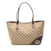 グッチ GGキャンバス ニューブリット トートバッグ ハンドバッグ 169946 ベージュ ブラウン キャンバス レザー レディース GUCCI 【中古】