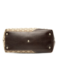 グッチ GGキャンバス ニューブリット トートバッグ ハンドバッグ 169946 ベージュ ブラウン キャンバス レザー レディース GUCCI 【中古】