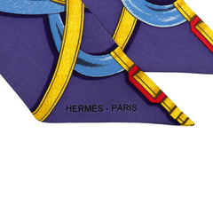 エルメス ツイリー Grand Manege 大調教術 スカーフ ブルー レッド マルチカラー シルク レディース HERMES 【中古】
