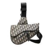 ディオール オブリーク サドル ジャガード ボディバッグ ベージュ ネイビー キャンバス レザー レディース Dior 中古