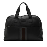 グッチ シェリー ライン ボストンバッグ 282511 ブラック グレー ブラウン レザー メンズ GUCCI 【中古】