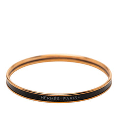 エルメス エマイユTPM バングル ゴールド ブラック メッキ エナメル レディース HERMES 【中古】