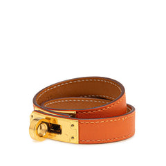 エルメス ケリー ドゥブルトゥール ブレスレット オレンジ ゴールド ヴォースイフト メッキ レディース HERMES 【中古】
