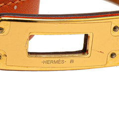 エルメス ケリー ドゥブルトゥール ブレスレット オレンジ ゴールド ヴォースイフト メッキ レディース HERMES 【中古】