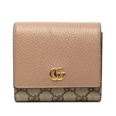 グッチ GGマーモント GGスプリーム 二つ折り財布 598587 ベージュ系 PVC レザー レディース GUCCI 【中古】