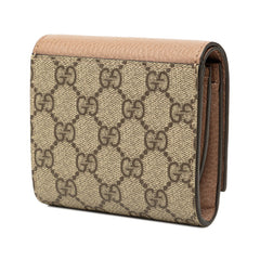 グッチ GGマーモント GGスプリーム 二つ折り財布 598587 ベージュ系 PVC レザー レディース GUCCI 【中古】