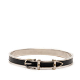 エルメス ベルトモチーフ バングル シルバー ブラック メタル レザー レディース HERMES 【中古】
