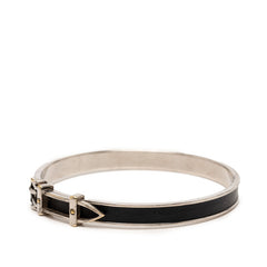 エルメス ベルトモチーフ バングル シルバー ブラック メタル レザー レディース HERMES 【中古】