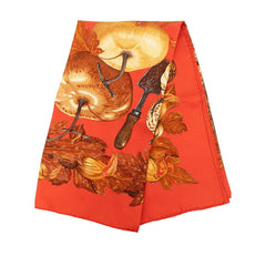 エルメス カレ90 CITROUILLES ET COLOQUINTES カボチャとコロシント スカーフ 大判 オレンジ系 シルク レディース HERMES 【中古】
