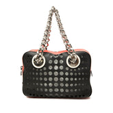 プラダ 三角ロゴプレート City Fori シティ フォーリ パンチング トートバッグ 1BB017 ブラック レッド レザー レディース PRADA 【中古】