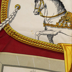 エルメス カレ90 GRAND APPARAT 盛装の馬 スカーフ ワインレッド マルチカラー シルク レディース HERMES 【中古】