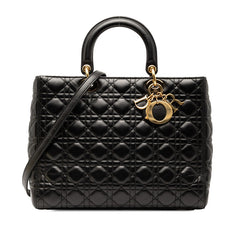 ディオール マクロカナージュ ブックトート ミディアム トートバッグ ショルダーバッグ 2WAY ブラック レザー レディース Dior 【中古】
