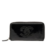 シャネル ココマーク ラウンドファスナー 長財布 ロングウォレット ブラック パテントレザー レディース CHANEL 【中古】
