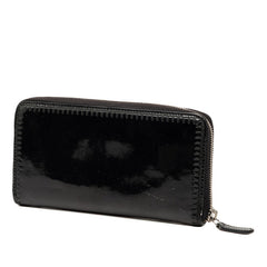 シャネル ココマーク ラウンドファスナー 長財布 ロングウォレット ブラック パテントレザー レディース CHANEL 【中古】