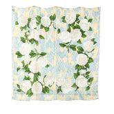 シャネル カメリア プリント スカーフ ブルー マルチカラー リネン レディース CHANEL 【中古】