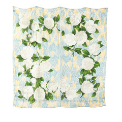 シャネル カメリア プリント スカーフ ブルー マルチカラー リネン レディース CHANEL 【中古】