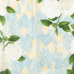 シャネル カメリア プリント スカーフ ブルー マルチカラー リネン レディース CHANEL 【中古】