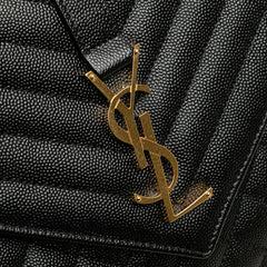 サンローラン YSLロゴ エンヴェロップ ミディアム ショルダーバッグ ブラック ゴールド レザー レディース SAINT LAURENT 【中古】