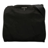 プラダ 三角ロゴプレート 斜めかけ ショルダーバッグ ブラック ナイロン レディース PRADA 中古
