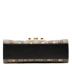 グッチ GGスプリーム パドロック スモール チェーン ショルダーバッグ 409487 ベージュ ブラック PVC レザー レディース GUCCI 【中古】