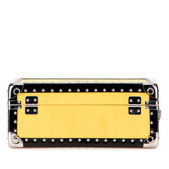 フェンディ ロゴ トランクケース ショルダーバッグ 2WAY 7VV134 イエロー ブラック レザー エナメル レディース FENDI 【中古】